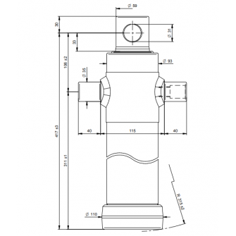 Teleskopski cilinder 2 stopnje 6 ton 595mm z luknjo 3022F